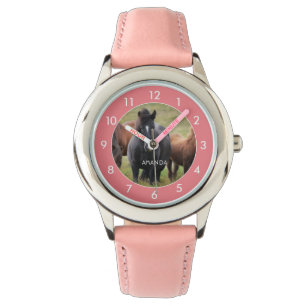 Beautiful horses pink children's watch