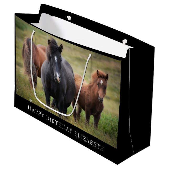 Beautiful horses reversible Large Gift Bag (Front Angled)