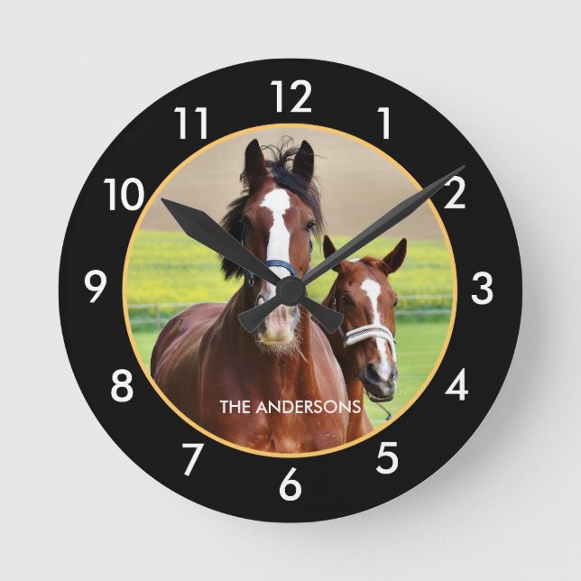 Beautiful horses  round clock (Front)