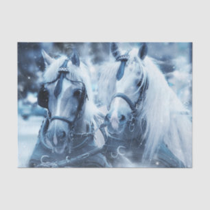 Beautiful Horses Running in the Snow Tissue Paper