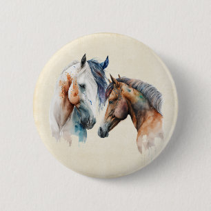 Beautiful Horses Western Boho Style 6 Cm Round Badge