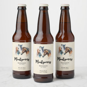 Beautiful Horses Western Boho Style Beer Making Bottle Label