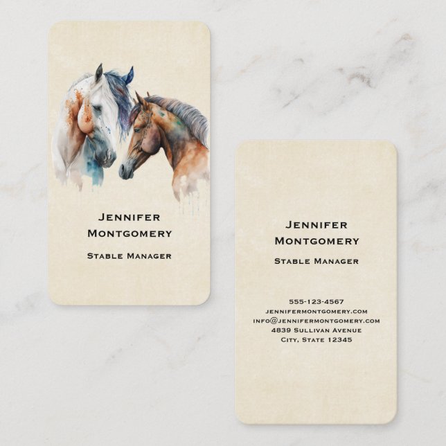 Beautiful Horses Western Boho Style Business Card (Front/Back)
