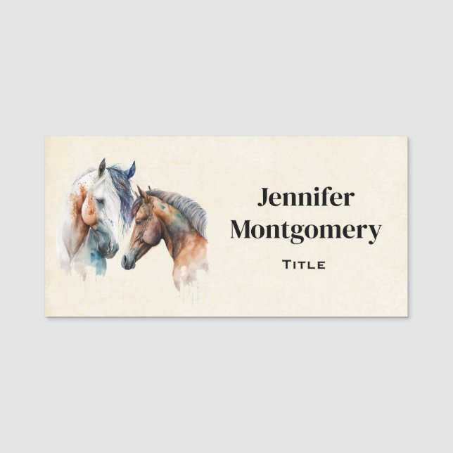 Beautiful Horses Western Boho Style Name Tag (Front)