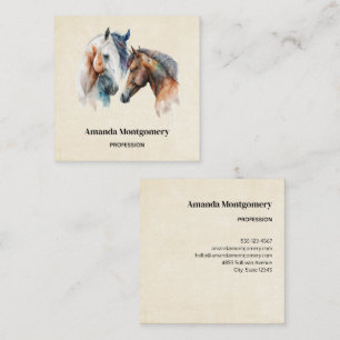 Beautiful Horses Western Boho Style Square Business Card