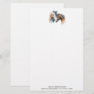 Beautiful Horses Western Boho Style Stationery
