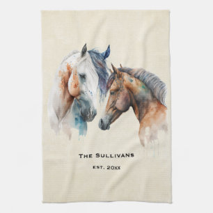 Beautiful Horses Western Boho Style Tea Towel