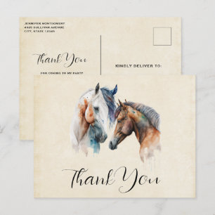 Beautiful Horses Western Boho Style Thank You Postcard