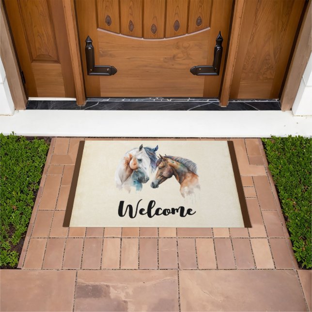 Beautiful Horses Western Boho Style Welcome Doormat (Outdoor)