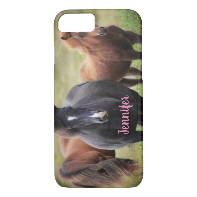 Beautiful Horses with Name Case-Mate iPhone Case (Back)