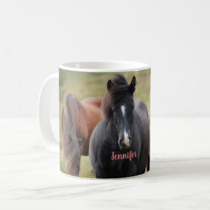 Beautiful Horses with Name Coffee Mug