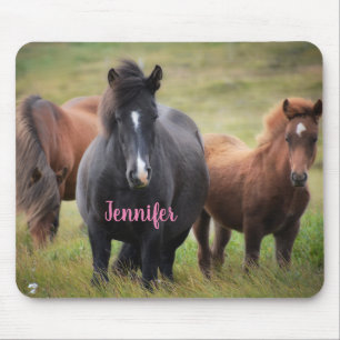 Beautiful Horses with Name Mouse Mat