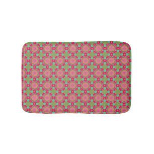 Beautiful Hot Pink and Green Floral Bath Mat