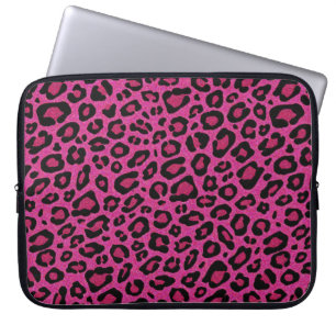 Beautiful hot pink leopard skin glitter shine laptop sleeve