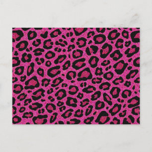 Beautiful hot pink leopard skin glitter shine postcard