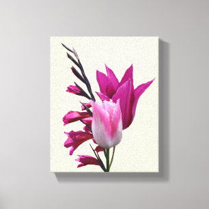 Beautiful hot pink tulip modern floral fine art canvas print