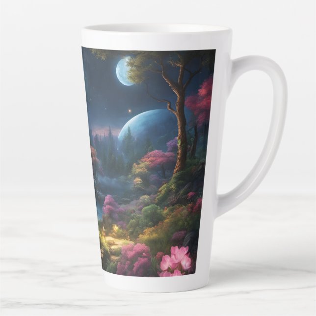 Beautiful House and Gardens in a Magical Land Latte Mug (Right)