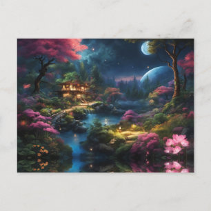 Beautiful House and Gardens in a Magical Land Postcard