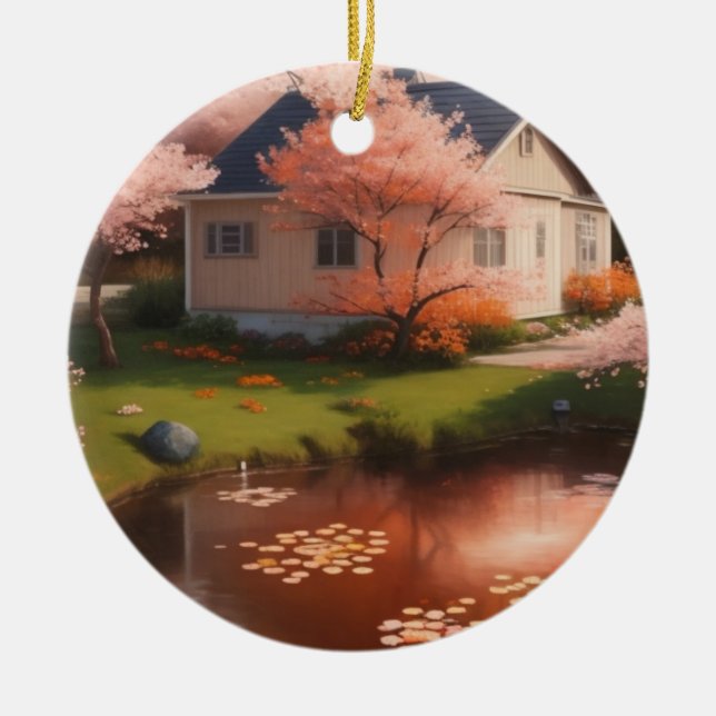 Beautiful House  Ceramic Tree Decoration (Front)