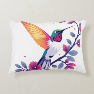 Beautiful Hummingbird and Floral Decorative Cushion