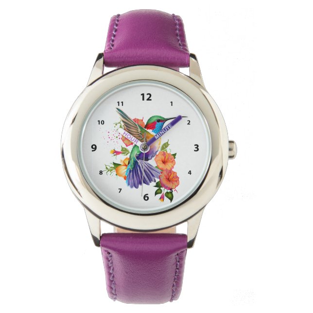 Beautiful Hummingbird and Flowers Watch (Front)
