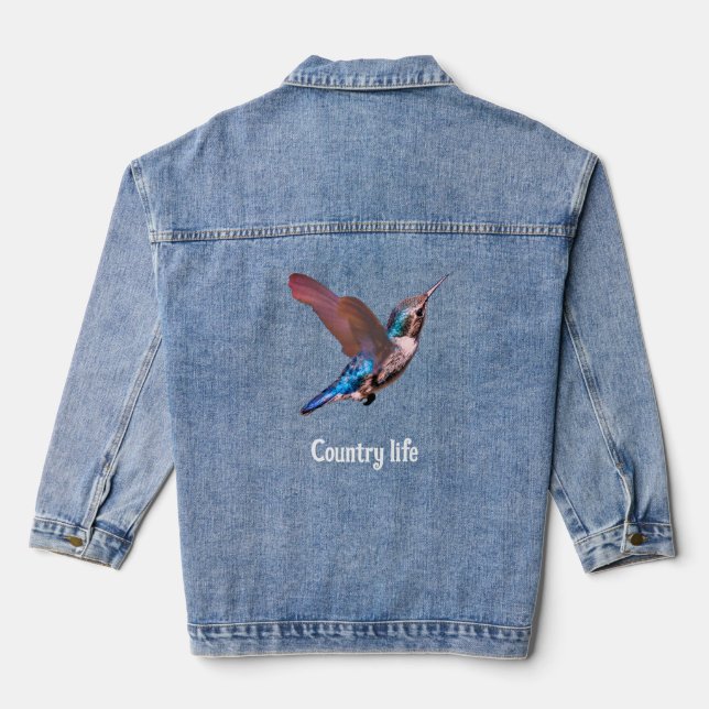 Beautiful Hummingbird Country Denim Jacket (Back)