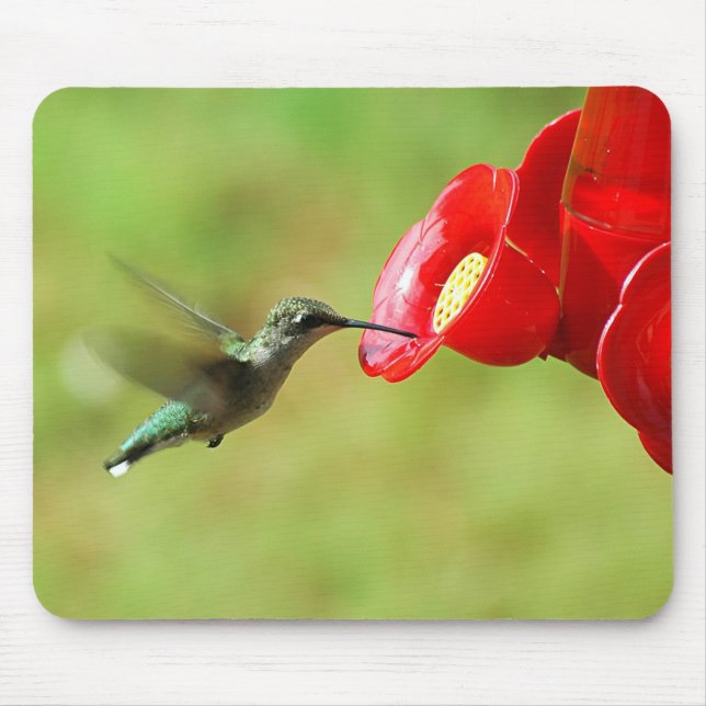 Beautiful Hummingbird Feeding Mouse Mat (Front)