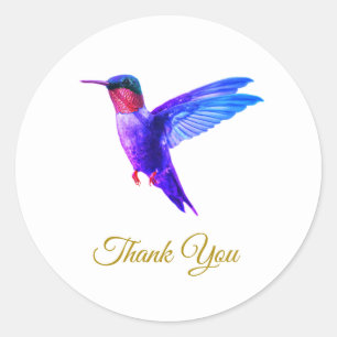 Beautiful hummingbird & golden Thank You Classic Round Sticker