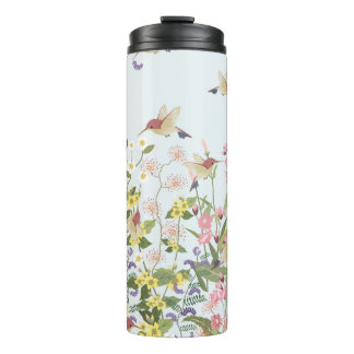 Beautiful hummingbird in sweet floral flower garde thermal tumbler