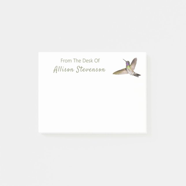 Beautiful Hummingbird Monogrammed Post-it Notes (Front)