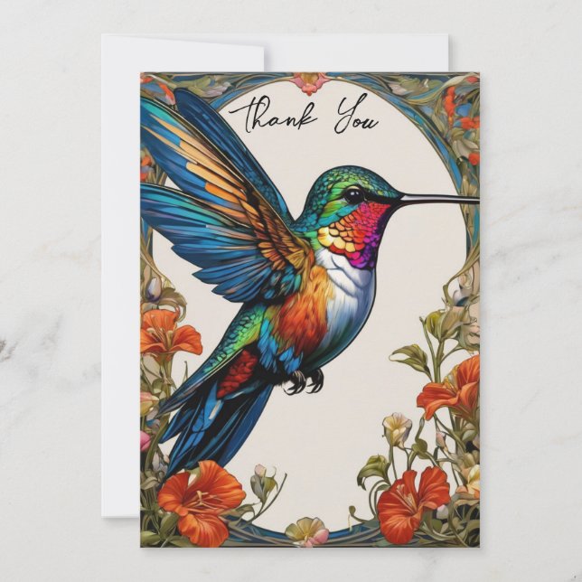Beautiful Hummingbird  Thank You Card (Front)