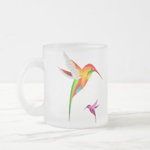 Beautiful Hummingbirds (Colibri) Frosted Glass Coffee Mug