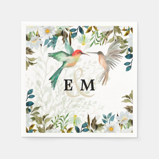 Beautiful HUMMINGBIRDS Couple Wedding Napkin (Front)