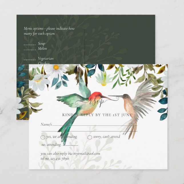 Beautiful HUMMINGBIRDS Couple Wedding Postcard (Front/Back)