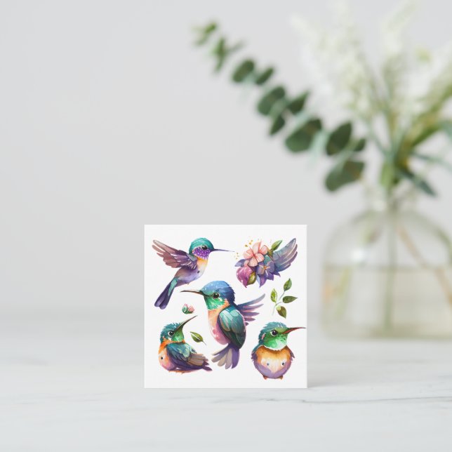 Beautiful Hummingbirds for Bird Lovers on  Square Business Card (Standing Front)