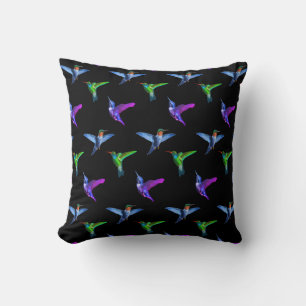 Beautiful Hummingbirds on Black Cushion