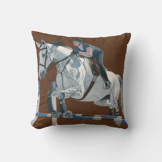 Beautiful Hunter/Jumper Brown Horse Pillow (Front)