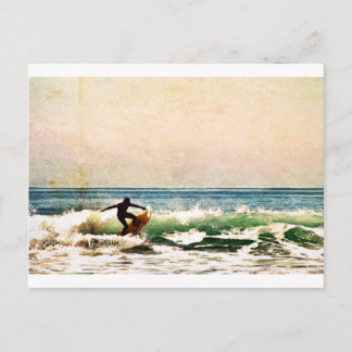 Beautiful Huntington Beach Surfer Riding Waves Postcard