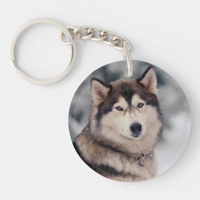 Beautiful Husky in the Outdoors Key Ring (Front)