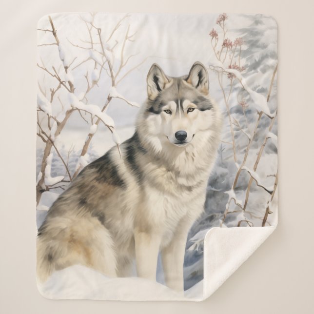Beautiful Husky Sherpa Blanket (Front)