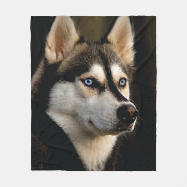 Beautiful Husky Throw Pillow Fleece Blanket (Front)