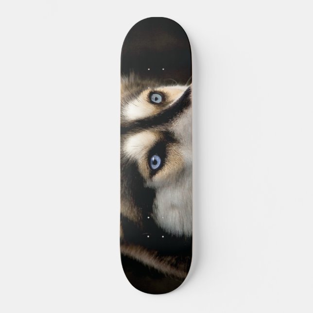 Beautiful Husky Throw Pillow Skateboard (Front)