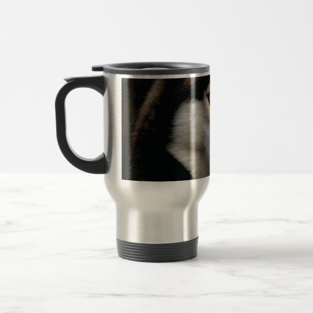 Beautiful Husky Throw Pillow Travel Mug (Left)