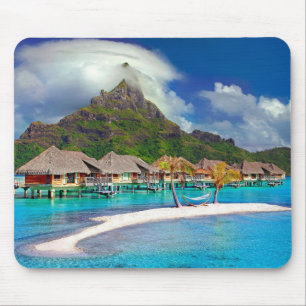 Beautiful Huts on the Water in Bora Bora Mouse Mat