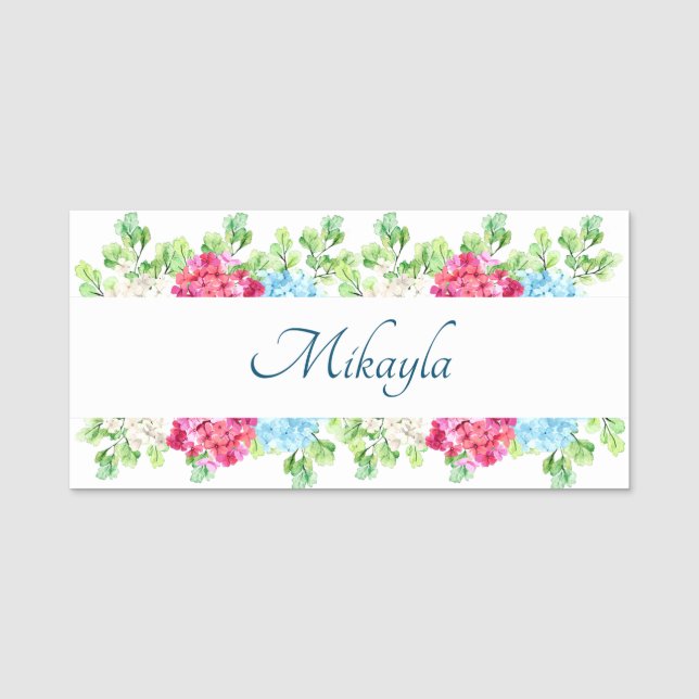 Beautiful Hydrangea Flowers Name Tag (Front)
