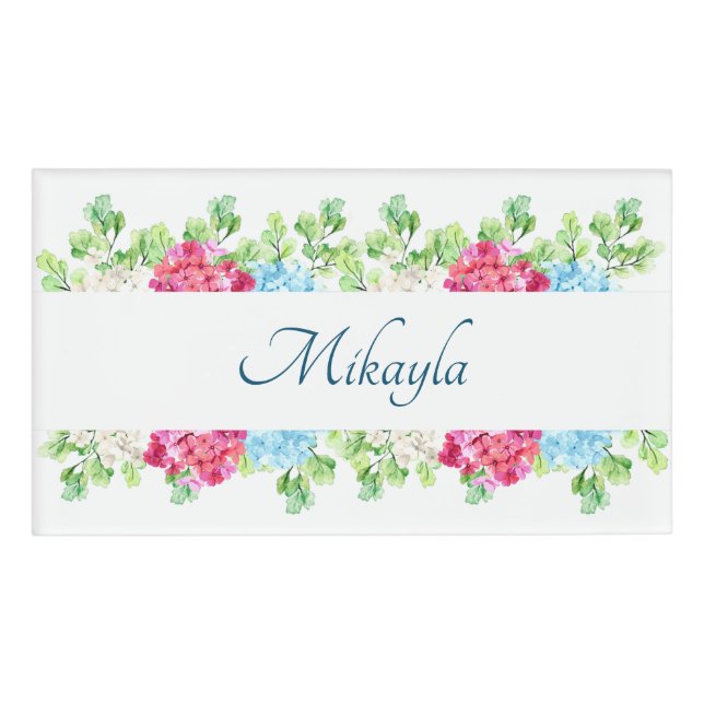 Beautiful Hydrangea Flowers Name Tag (Front)