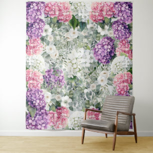 Beautiful Hydrangeas & Eucalyptus Photo Backdrop Tapestry