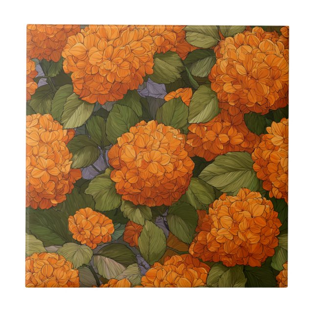 Beautiful  Hydrangeas  Tiles  For Stylish Entry (Front)