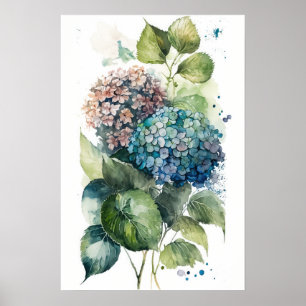 Beautiful Hydrangeas Watercolor Poster