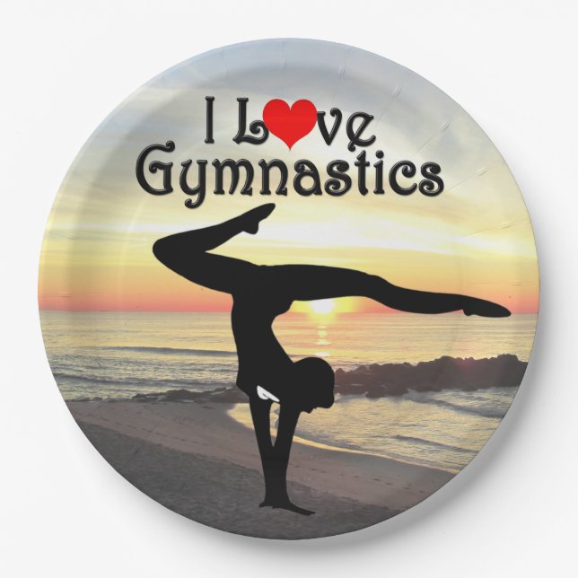 BEAUTIFUL I LOVE GYMNASTICS PAPER PLATES (Front)